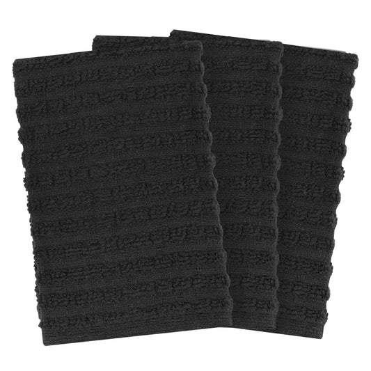 Ritz Royale 3-Pack Black Terry Cotton Kitchen Dish Cloths 13.75x12
