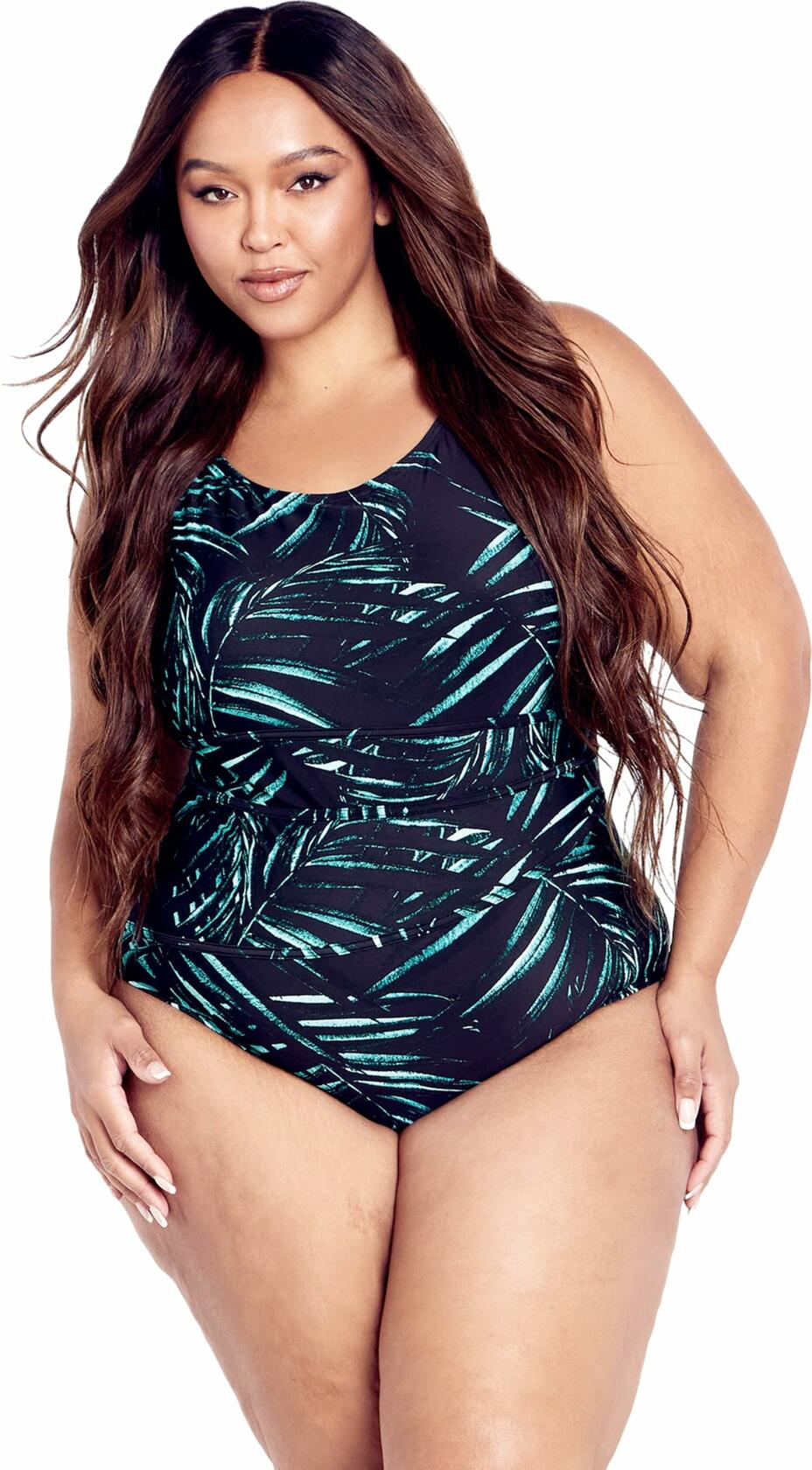 EVANS Women's Tropics 1 Piece Swimwear Aqua Print Size 26