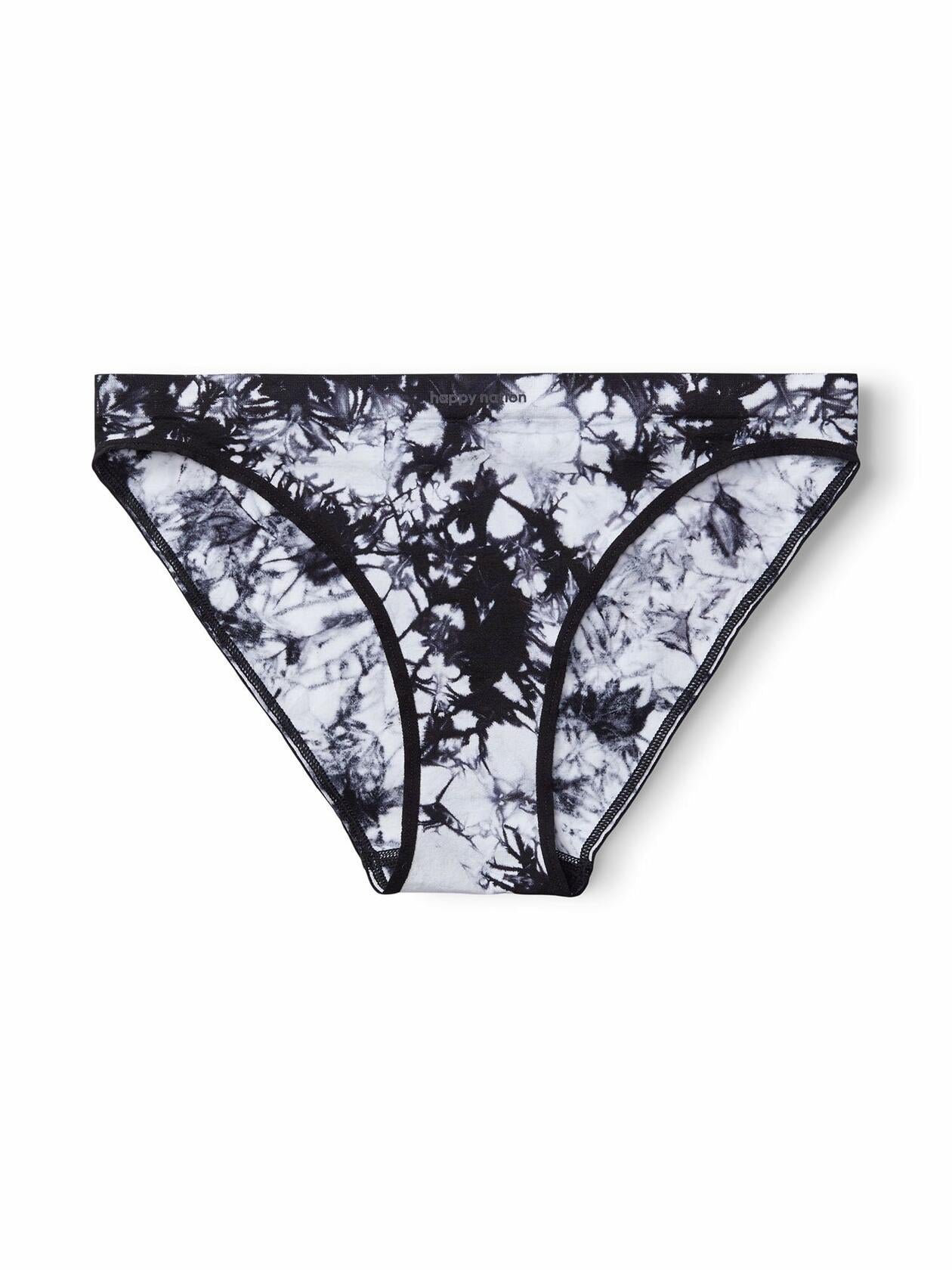 Happy Nation Girls Cool & Comfy Seamless Bikini Underwear Black Tie Dye Size L