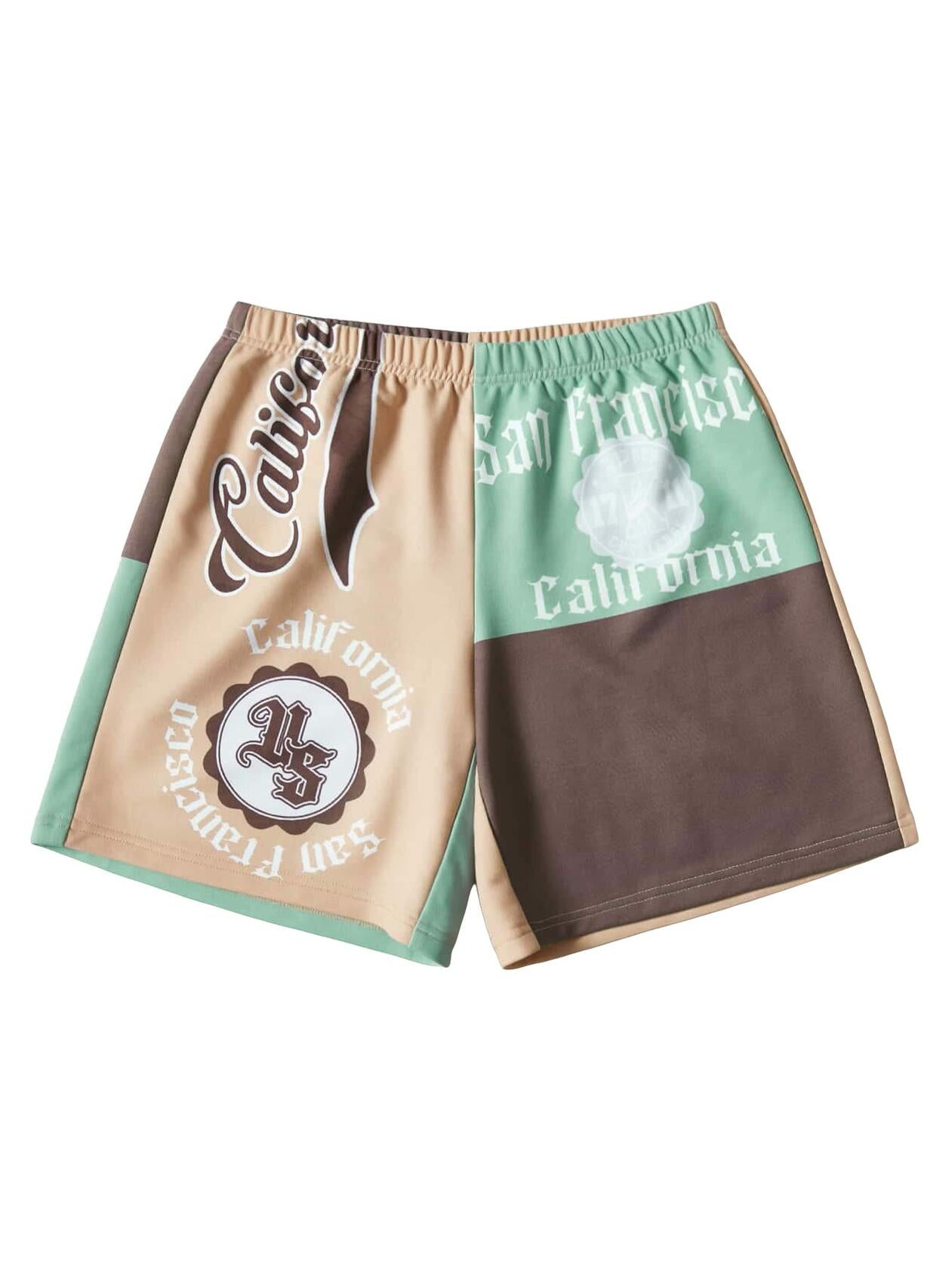 GORGLITTER Women's Colorblock Track Shorts Letter Graphic Print Size L