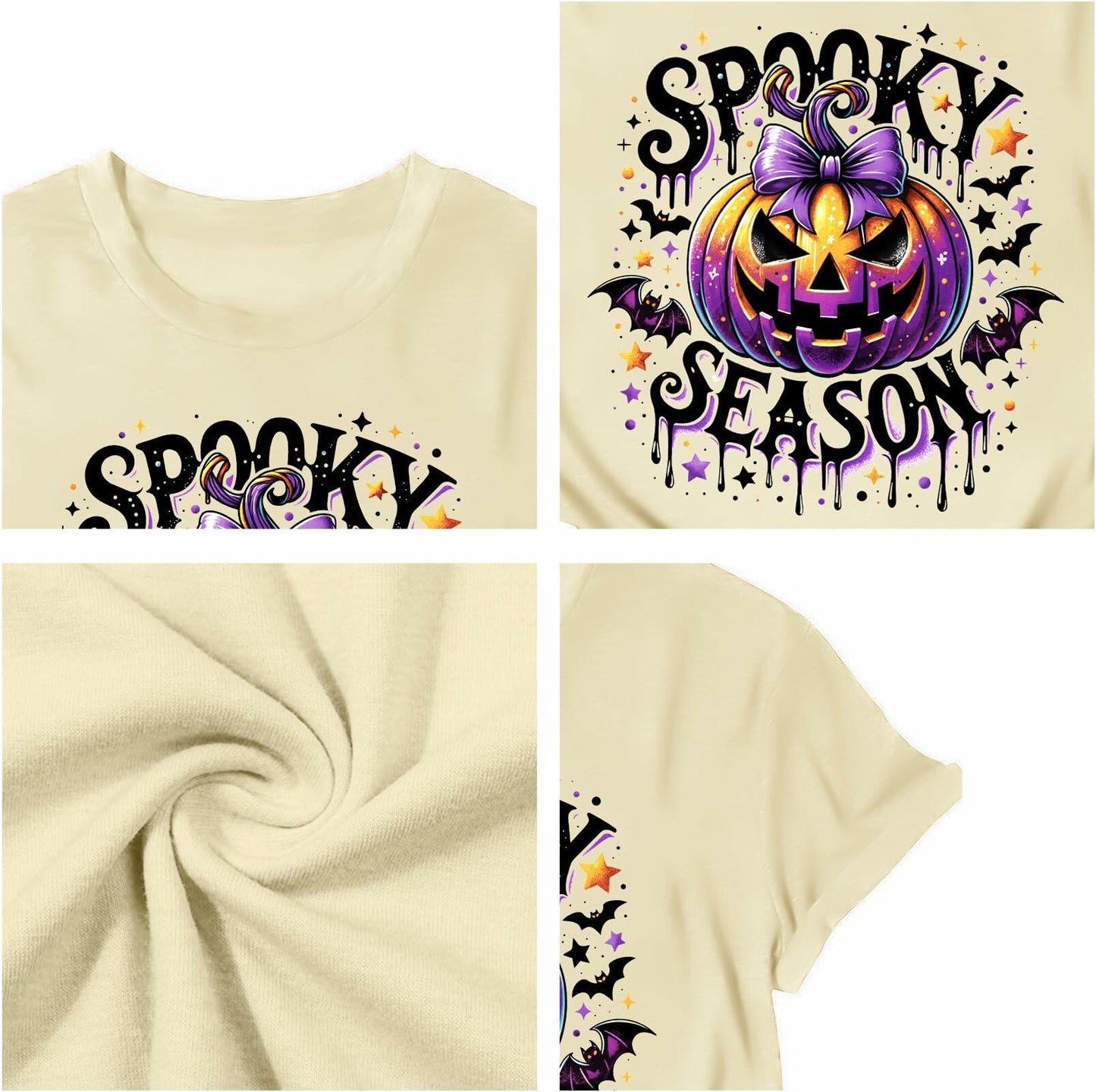 LAZYCHILD Halloween Leopard Bow Pumpkin Graphic Shirt Women Size XL