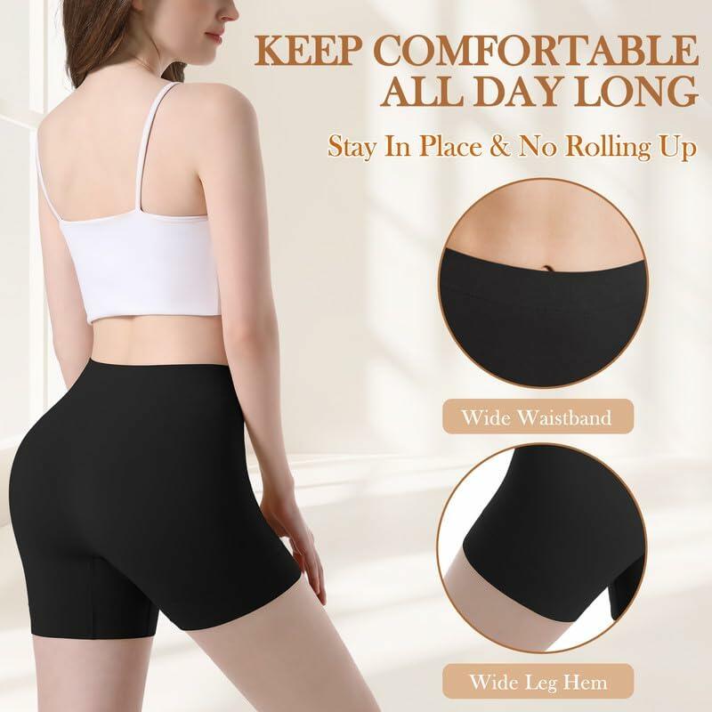 Reamphy 3 Pack Women's Slip Shorts Black White Nude Size 2XL