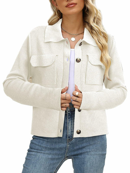 BZB Womens Cardigan Sweater Long Sleeve Open Front Knit White - Size XXL