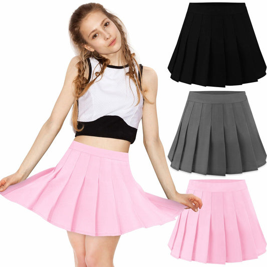 Geyoga 3 Pc Mini Pleated Skirts Women Black Pink Grey Size L