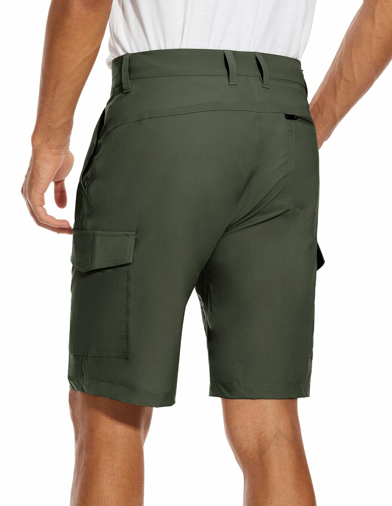 PULI Men's Golf Shorts Lightweight Quick Dry Army Green Pockets Size 30