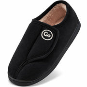 HARENCE Women's Black Slippers Memory Foam Fur Lined Size 44/45