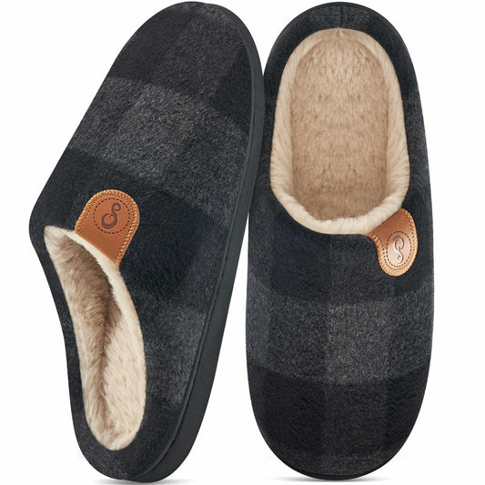 Ablanczoom Unisex Memory Foam House Slippers Black Size 46/47