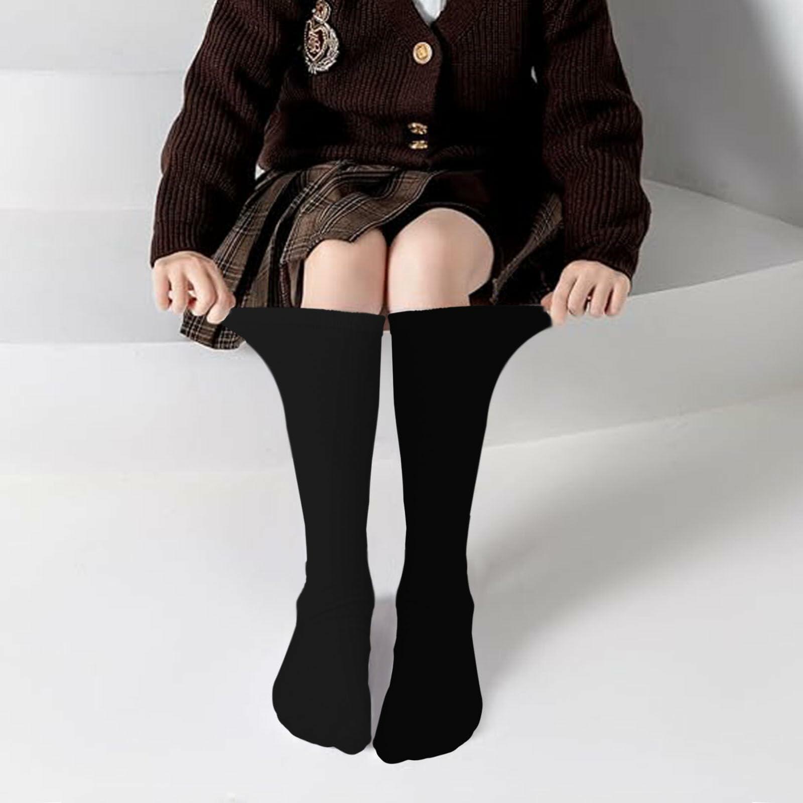 ZERULETS Girls Knee High Socks Black 3 Pairs Size 8-12 Years