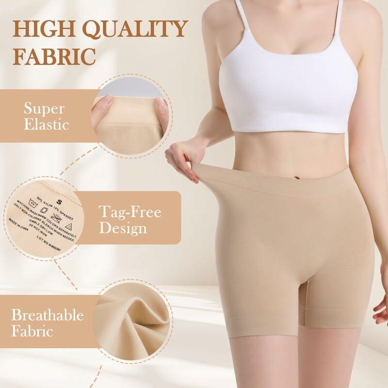 Reamphy 3 Pack Women's Slip Shorts Black White Nude Size 2XL