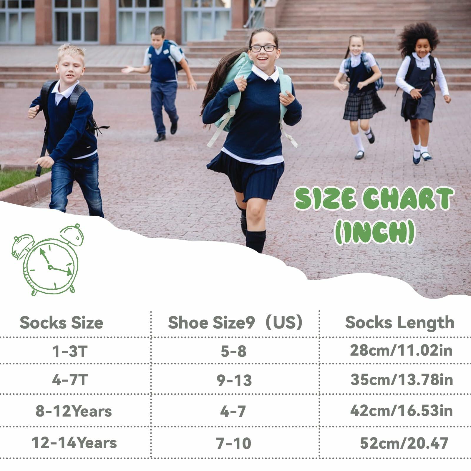 ZERULETS Girls Knee High Socks Black 3 Pairs Size 8-12 Years