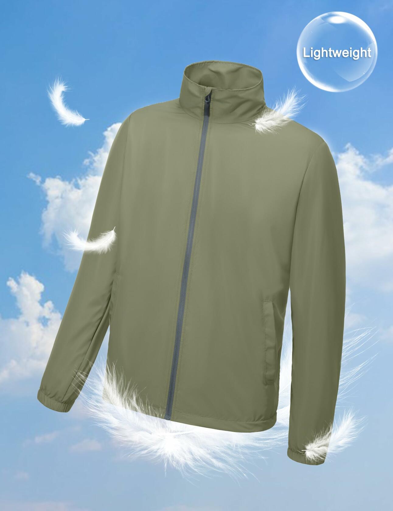 Little Donkey Andy Men's Windbreaker Jacket Lightweight Water-resistant Sage XL