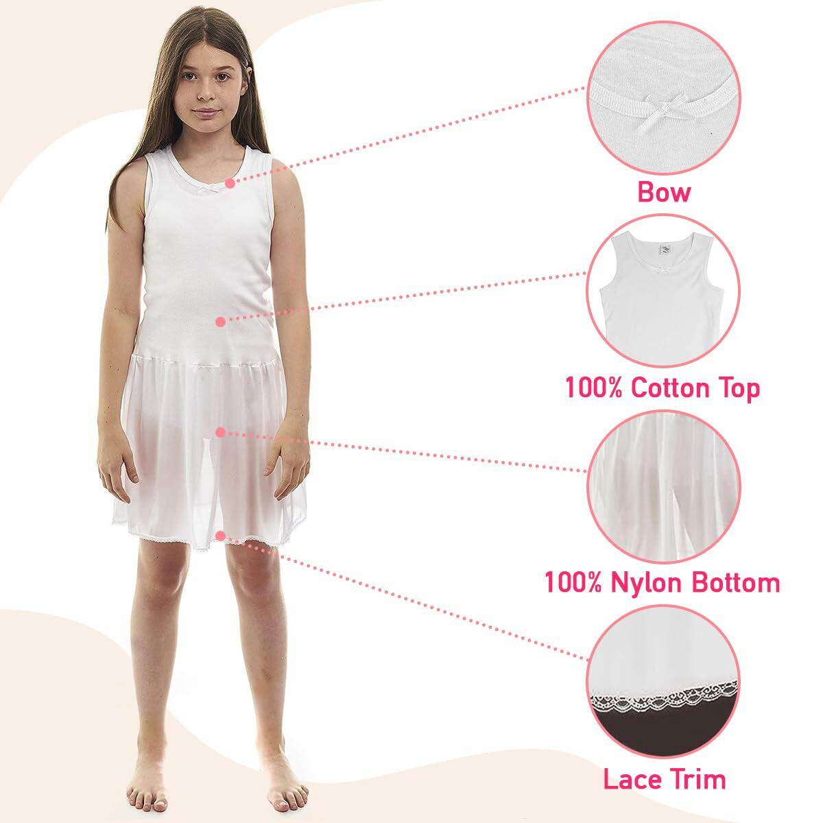 Rossette Girls Sleeveless Full Slip Cotton/Nylon White Size 8