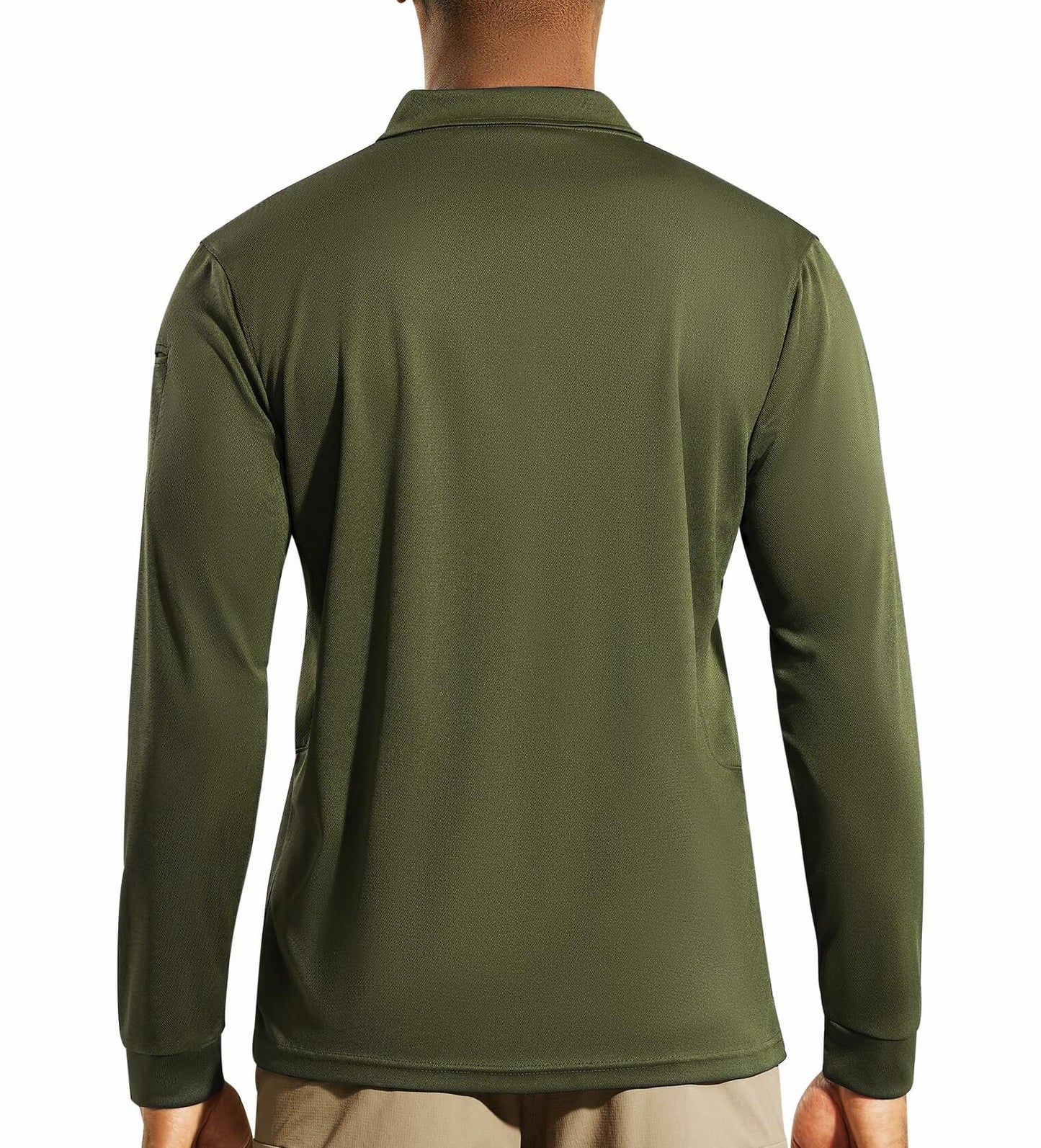 Haimont Mens Polo Shirt Long Sleeve Dry Fit Moisture Wicking Army Green Size XXL