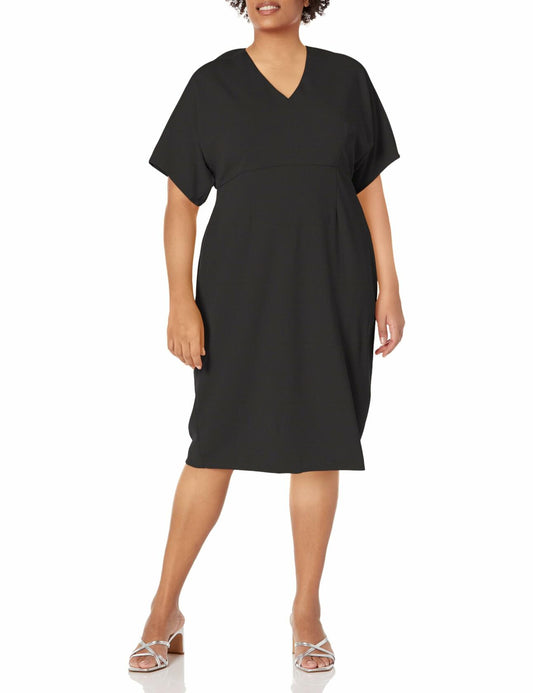 London Times Women's Black Midi Sheath Dress Versatile Polished Size 8