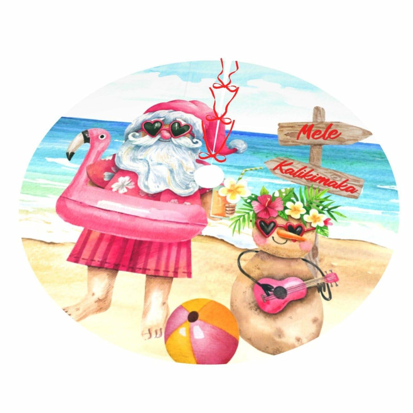 Mele Kalikimaka 36" Christmas Tree Skirt Soft Holiday Decor Xmas