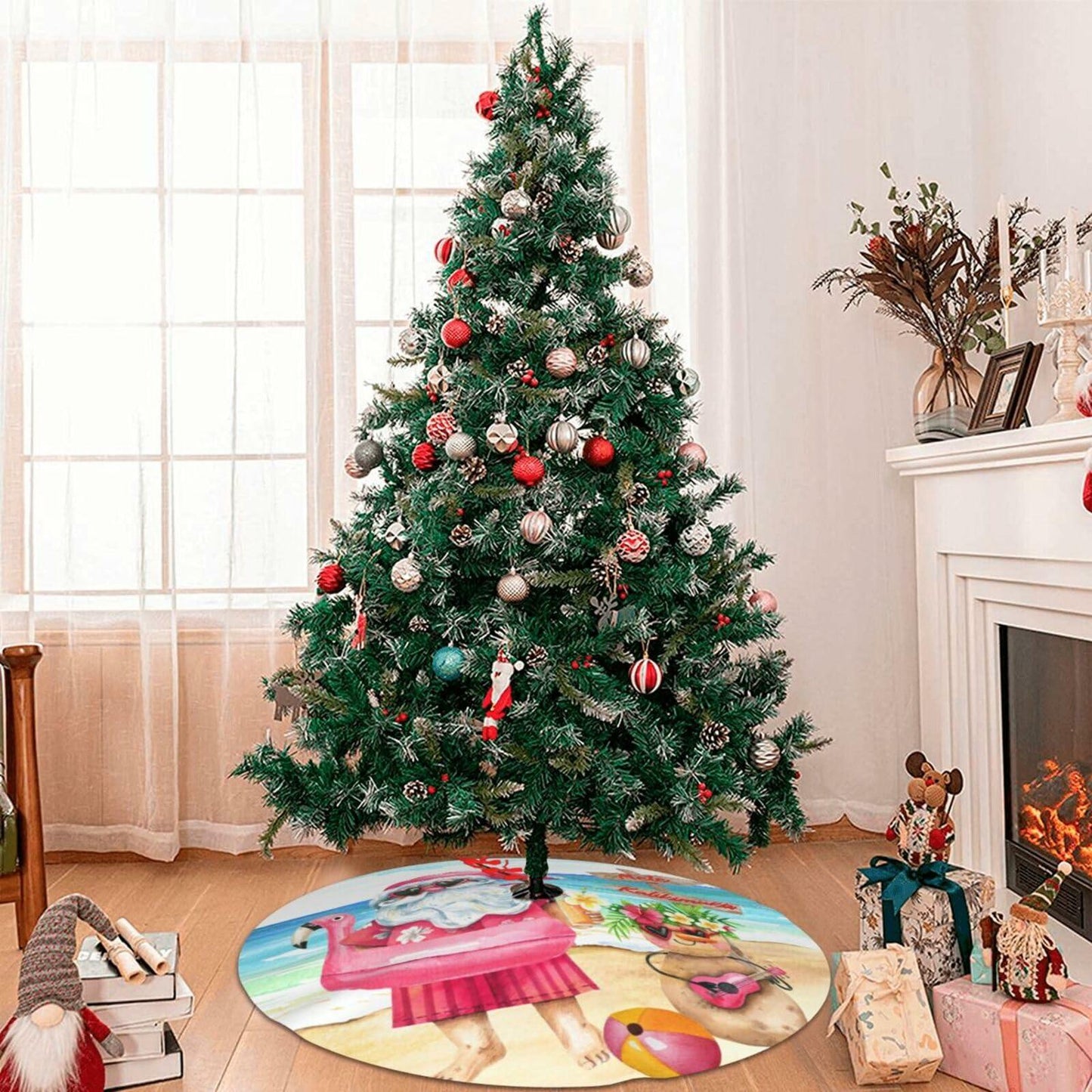 Mele Kalikimaka 36" Christmas Tree Skirt Soft Holiday Decor Xmas