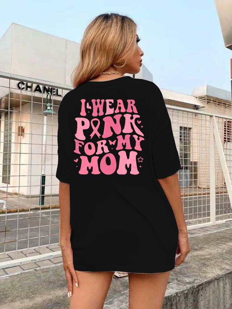 FASHGL I Wear Pink for My Mom Breast Cancer Awareness T-Shirt Pink Size XL