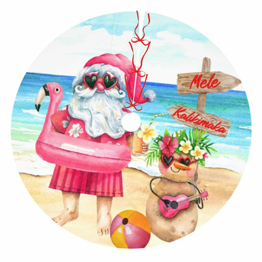 Mele Kalikimaka 36" Christmas Tree Skirt Soft Holiday Decor Xmas