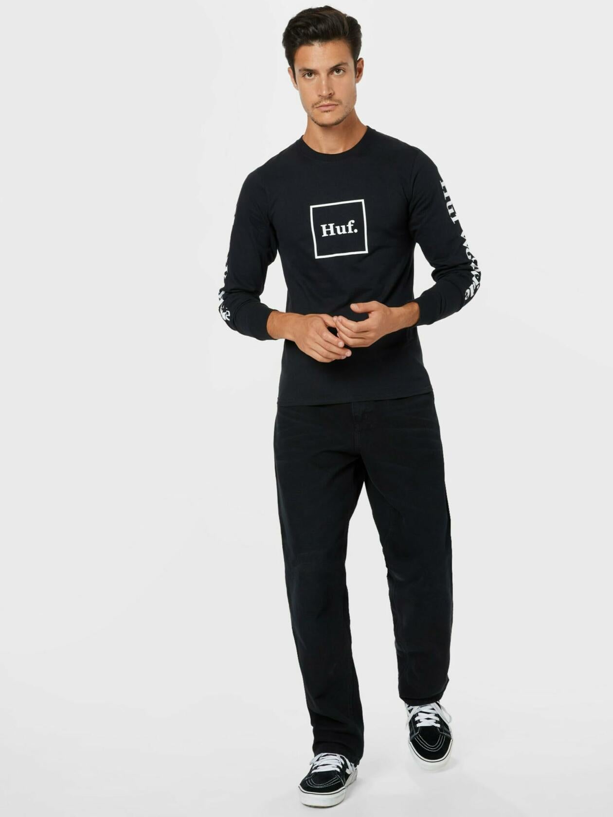 HUF Mens Domestic LS Tee T-Shirt Black Size Small US