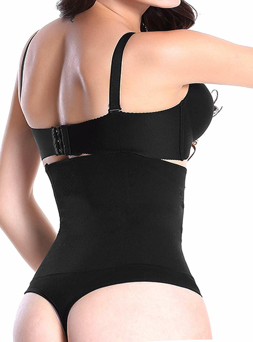 VENDAU Women's Tummy Control Thong Body Shaper Waist Black - Size Medium Large