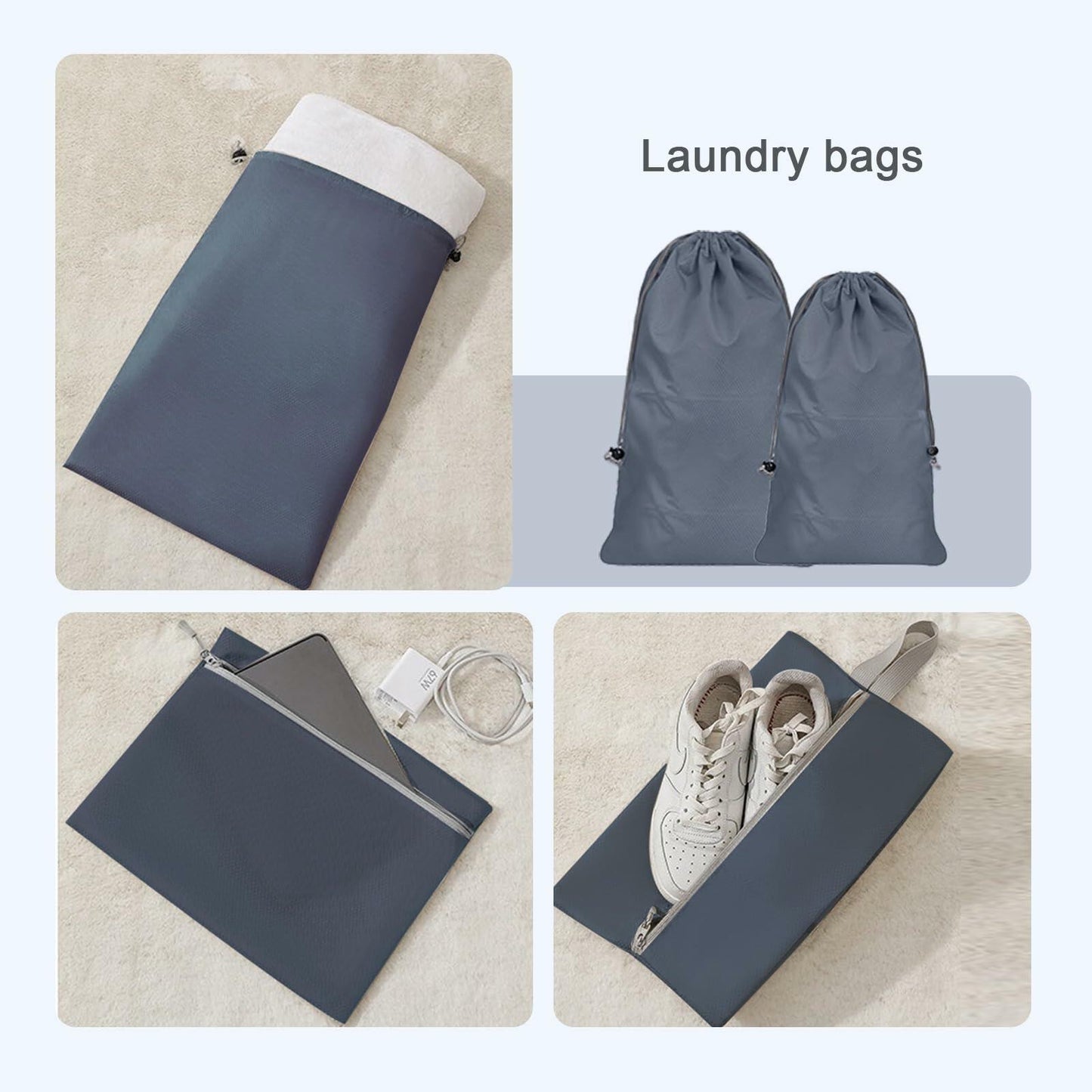 Compression Packing Cubes Travel Organizer 7 Set Grey Luggage Bags