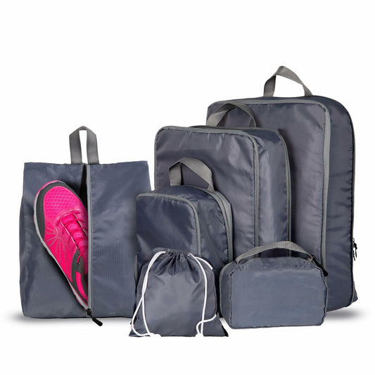 REGINAR Compression Packing Cubes Travel Set of 6 Black Lightweight Organizer