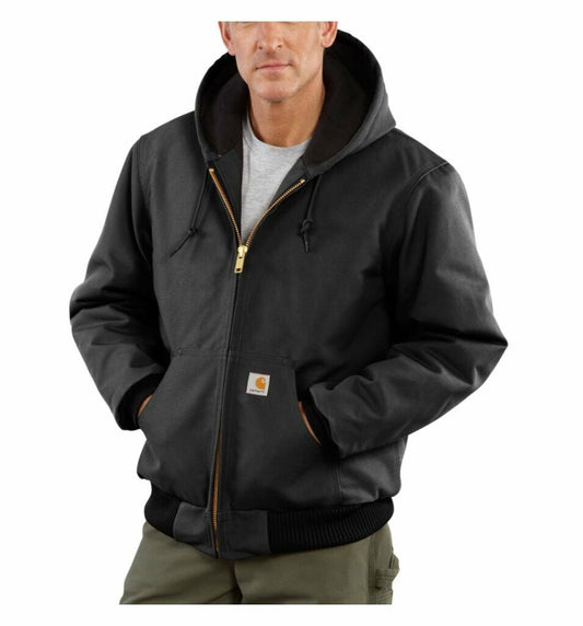 Carhartt Men's Loose Fit Firm Duck Insulated Flannel-Lined Jacket Black Size L