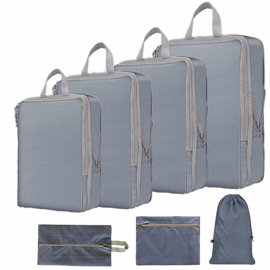 Compression Packing Cubes Travel Organizer 7 Set Grey Luggage Bags