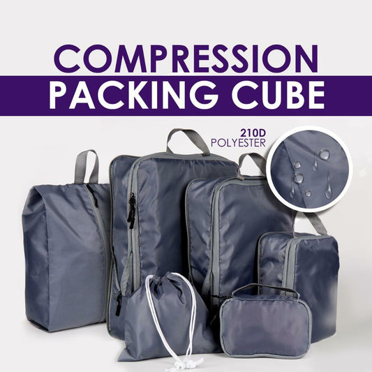 REGINAR Compression Packing Cubes Travel Set of 6 Black Lightweight Organizer