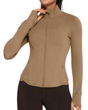 AVGO Women's Zip Up Lightweight Yoga Athletic Jacket Cream Coffee Size XS