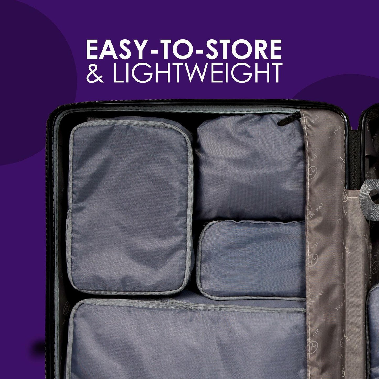 REGINAR Compression Packing Cubes Travel Set of 6 Black Lightweight Organizer