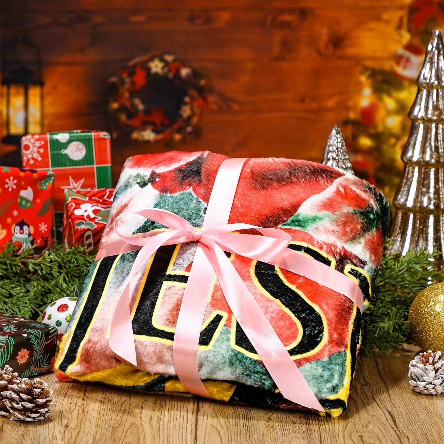 HunnmingRe Christian Christmas Throw Blanket Jesus Nativity 60x50 Black Gold