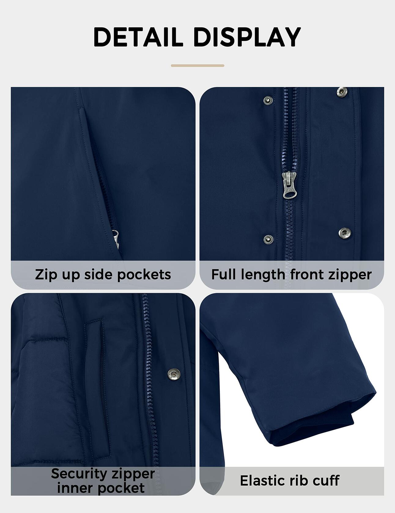 Soularge Men's Big & Tall Sherpa Lined Winter Jacket Navy Size 3X