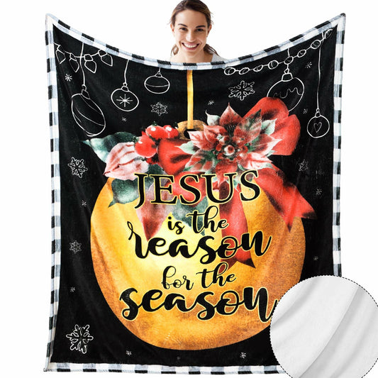HunnmingRe Christian Christmas Throw Blanket Jesus Nativity 60x50 Black Gold