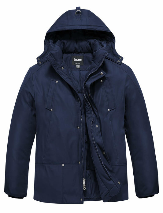 Soularge Men's Big & Tall Sherpa Lined Winter Jacket Navy Size 3X