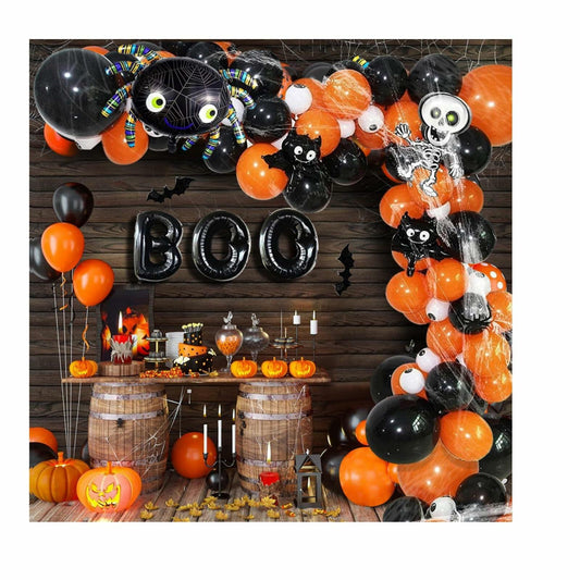 Halloween DIY Party Supplies Arch Kit with Cobweb BOO Spider Skeleton Balloons