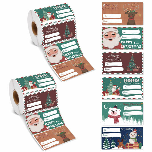 2 Pack Tags 1000PCS Present Labels 6 Classic Designs for Wrapping Paper