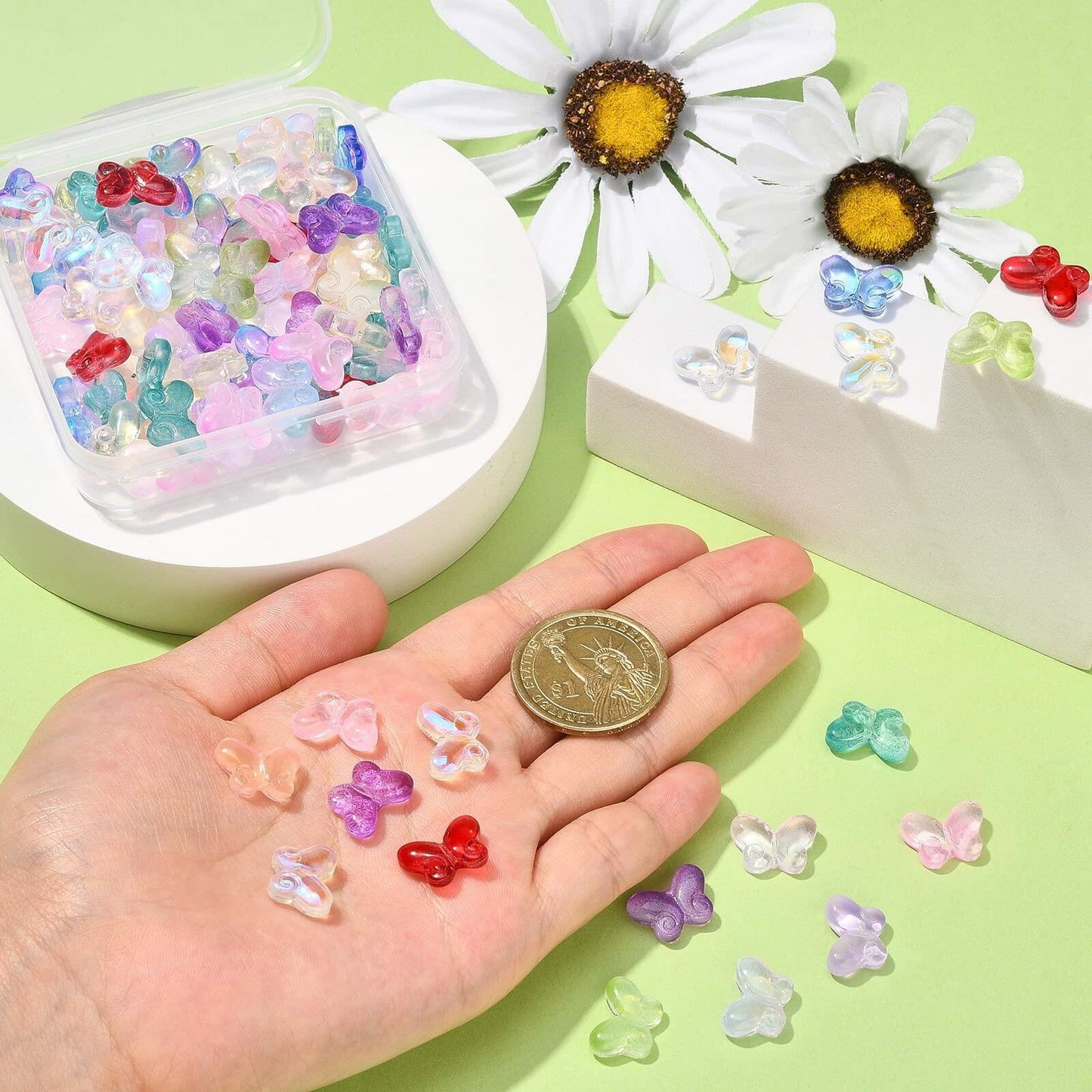 DanLingJewelry 100 pcs Random Color Glass Butterfly Beads for Jewelry Crafts