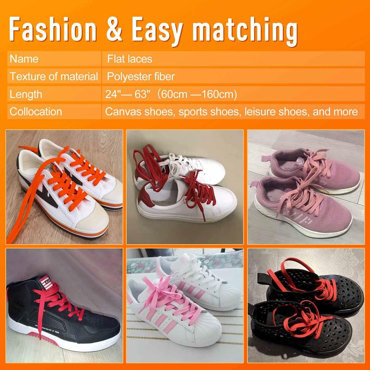 VSUDO 2 Pairs 47in 5/16" Flat Shoe Laces Rose Red Running Sneakers