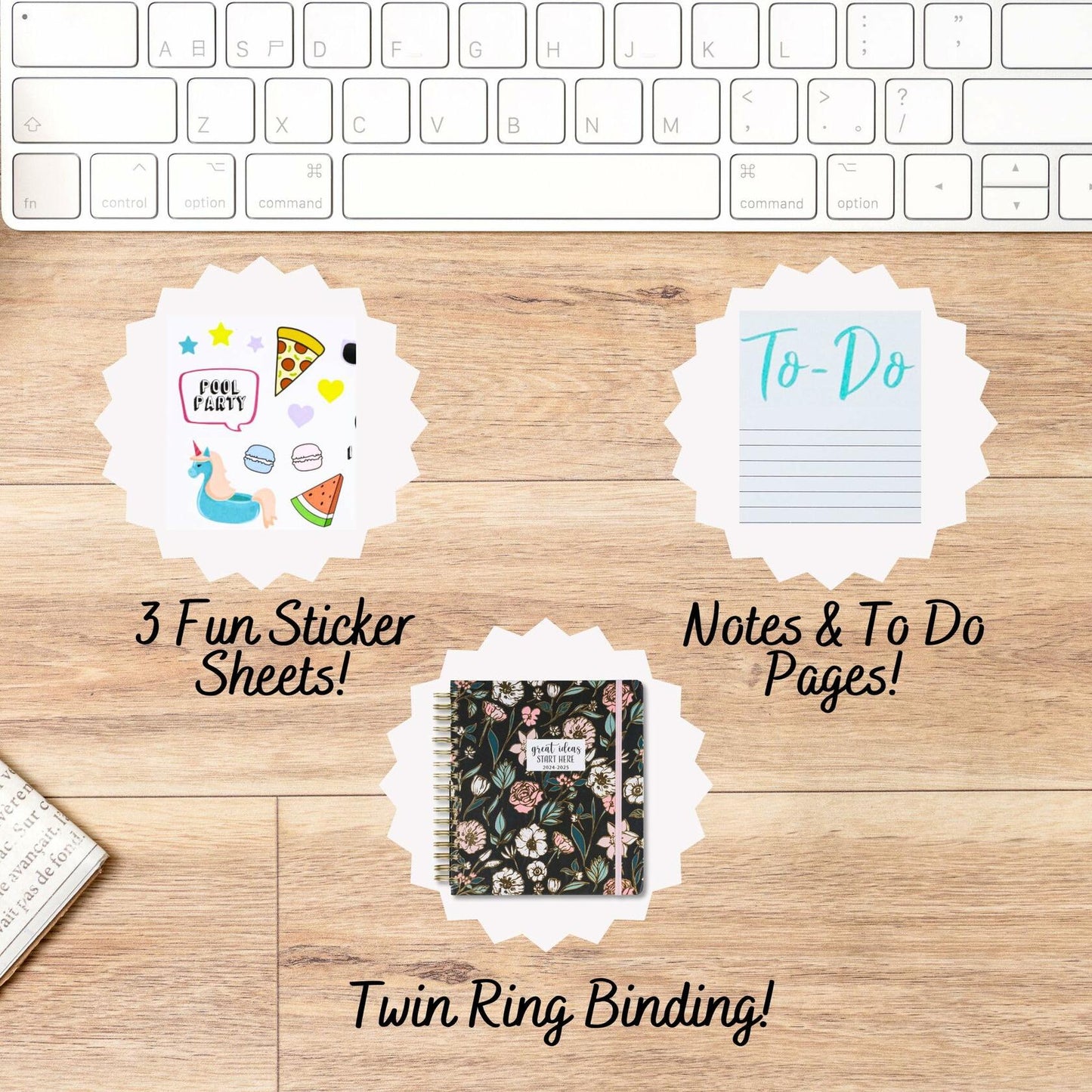 Votum 18 Month Planner 2024-2025 Daily Weekly Monthly with 3 Sticker Sheets