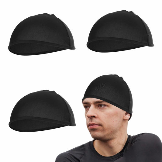 Dimeho 3 Pcs Cooling Skull Caps Helmet Liner Sweat Wicking Mesh Black