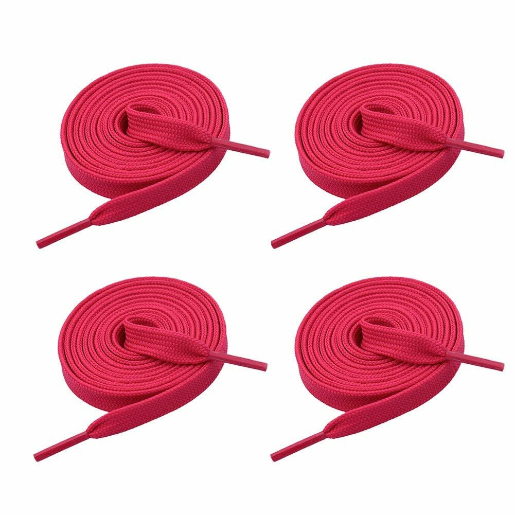 VSUDO 2 Pairs 47in 5/16" Flat Shoe Laces Rose Red Running Sneakers