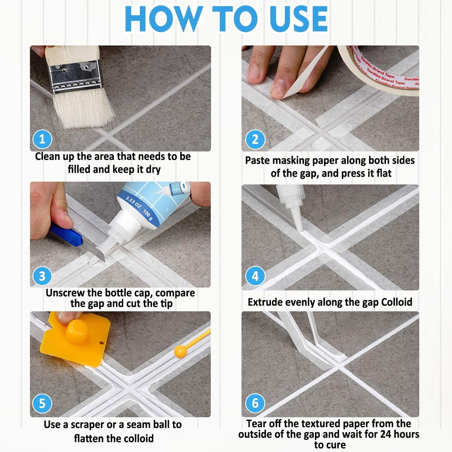 Mallbaola Grout Repair Kit 2 Pack White Fast Drying Tile Grout Filler