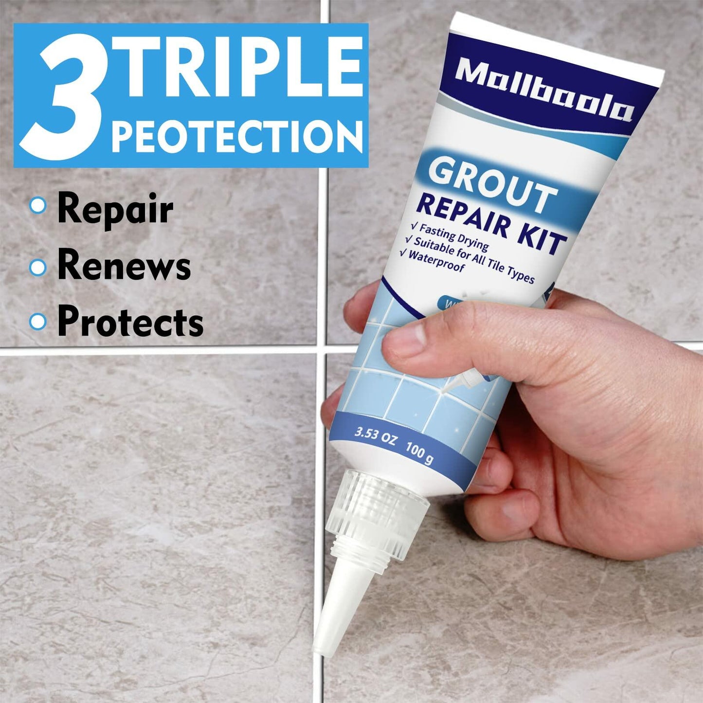 Mallbaola Grout Repair Kit 2 Pack White Fast Drying Tile Grout Filler
