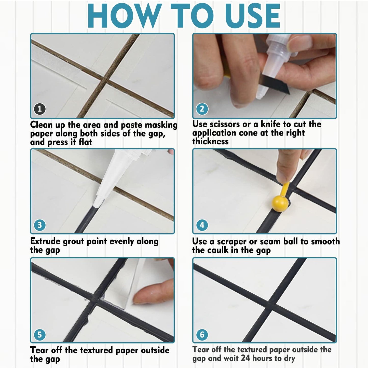 Grout Paint 2 Pack Black Grout Filler Tube Fast Drying Repair Kit