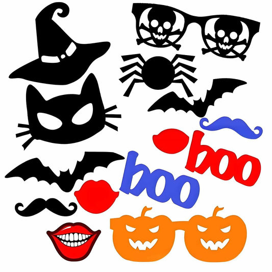 Happy Halloween Photo Booth Props Boo Bat Hat Party Favors Pack of 14