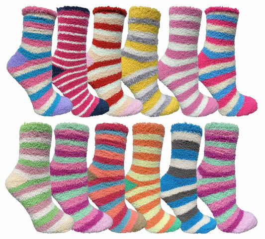 Yacht & Smith Womens Warm Cozy Fuzzy Socks 12 Pairs Colorful - One Size