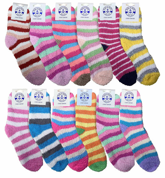 Yacht & Smith Womens Warm Cozy Fuzzy Socks 12 Pairs Colorful - One Size