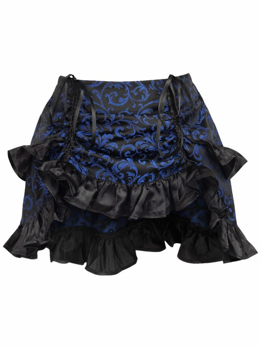 Blue/Black Brocade Ruched Bustle Skirt Curvy Size XL