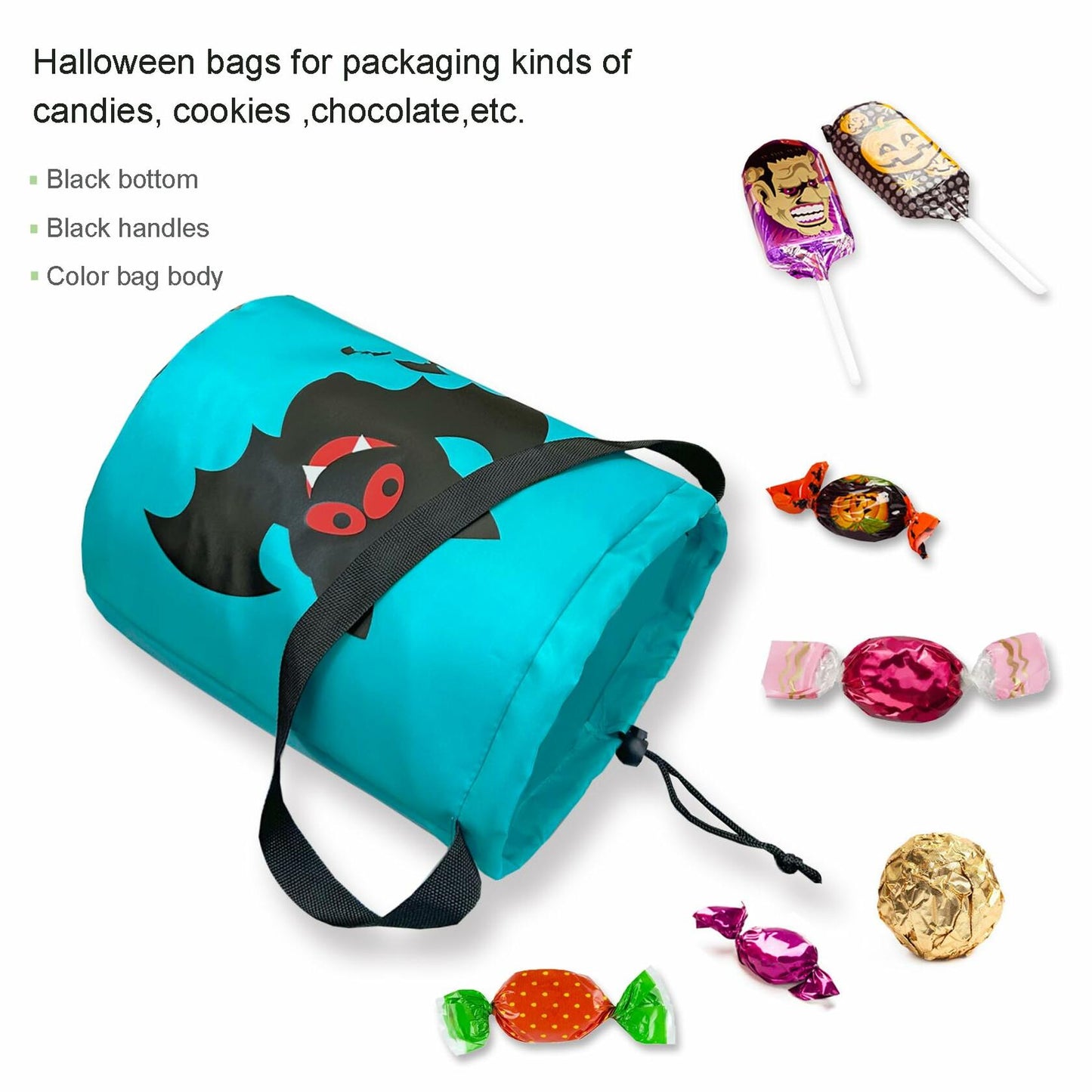 hsmyank Halloween Reusable Trick or Treat Tote Bags 6PCS Multicolor Drawstring